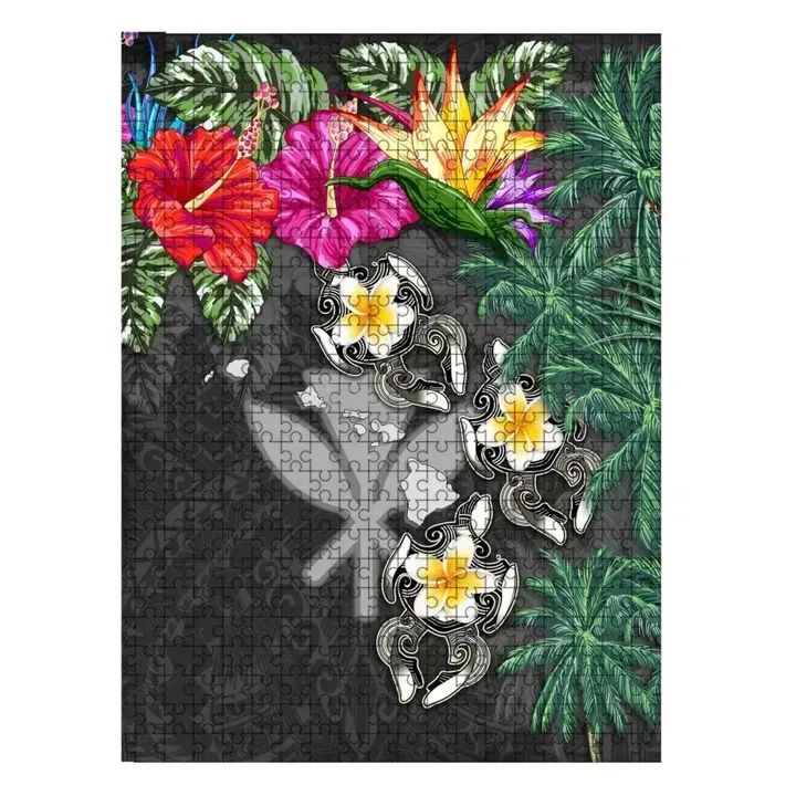 Kanaka Maoli (Hawaii) Puzzle - Hibiscus Turtle Tattoo Gray
