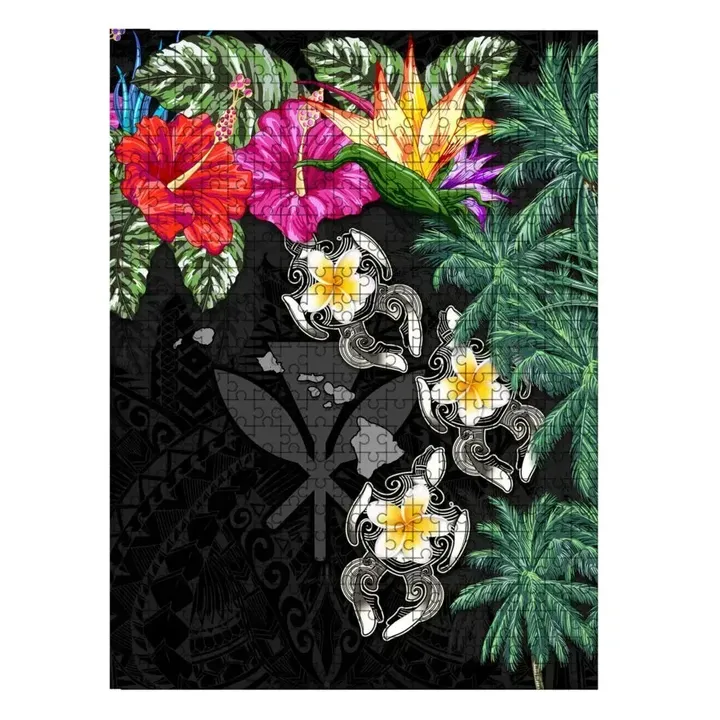 Kanaka Maoli (Hawaii) Puzzle - Hibiscus Turtle Tattoo Black