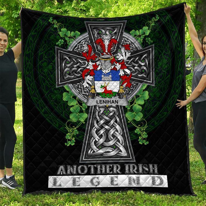 1sttheworld Premium Quilt - Lenihan or O'Lenaghan Irish Family Crest Quilt - Irish Legend A7 | 1sttheworld.com
