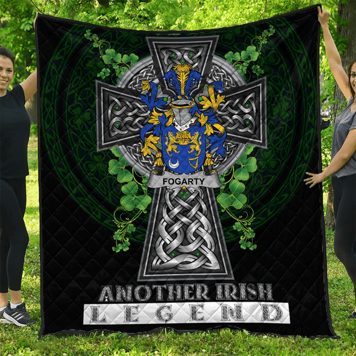 1sttheworld Premium Quilt - Fogarty or O'Fogarty Irish Family Crest Quilt - Irish Legend A7 | 1sttheworld.com