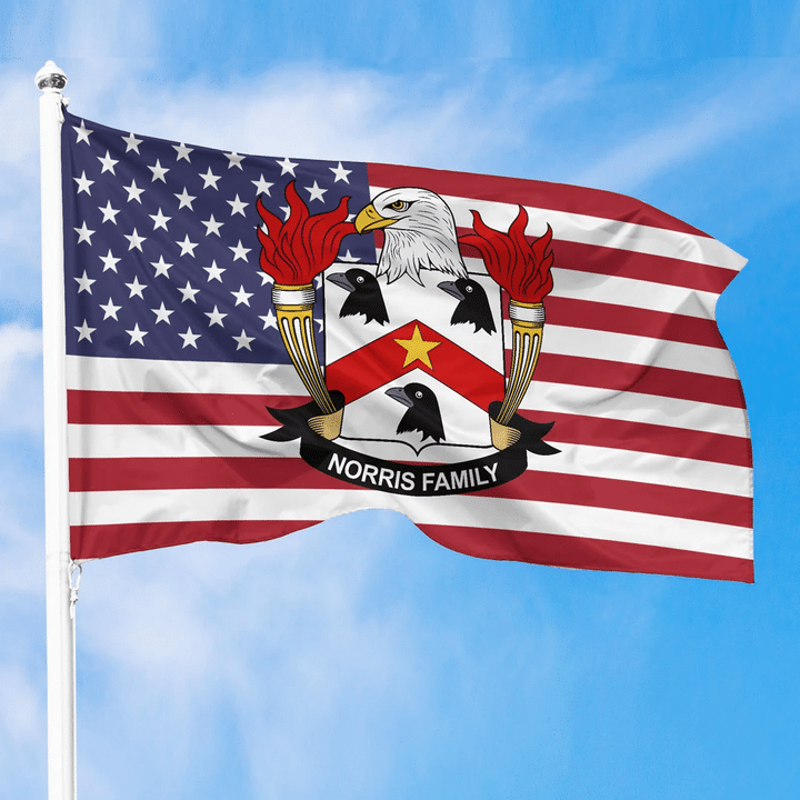1sttheworld Premium Flag - Norris American Family Crest Flag A7 | 1sttheworld.com