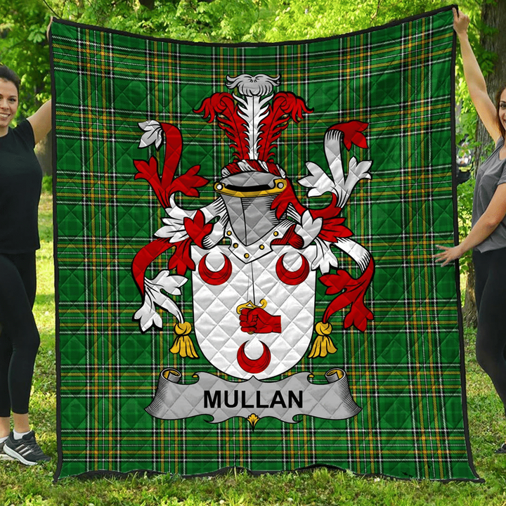 1sttheworld Premium Quilt - Mullan Irish Family Crest Quilt - Irish National Tartan A7 | 1sttheworld.com
