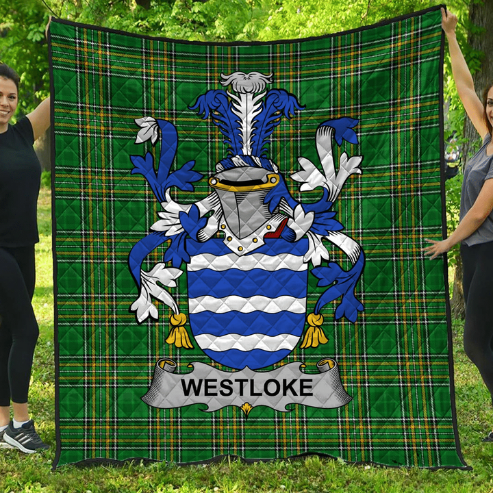 1sttheworld Premium Quilt - Westloke Or Westlock Irish Family Crest Quilt - Irish National Tartan A7 | 1sttheworld.com