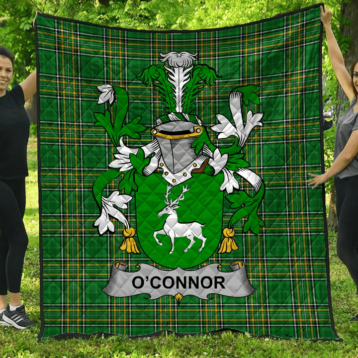 1sttheworld Premium Quilt - Connor Or O'Connor (Corcomroe) Irish Family Crest Quilt - Irish National Tartan A7 | 1sttheworld.com