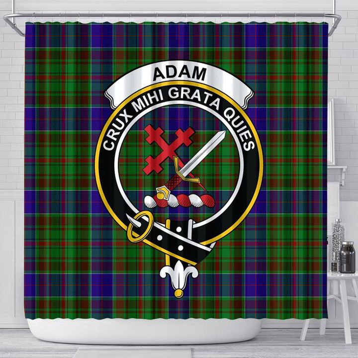 1sttheworld Shower Curtain - Adam Clan Tartan Crest Shower Curtain A7 | 1stScotland.com
