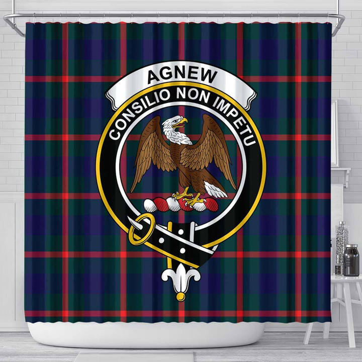 1sttheworld Shower Curtain - Agnew Modern Clan Tartan Crest Shower Curtain A7 | 1stScotland.com