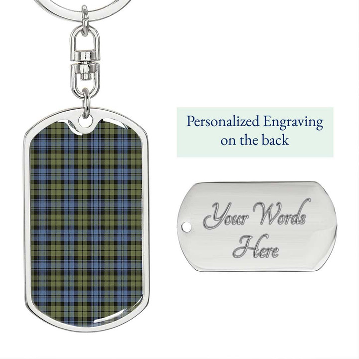 1sttheworld Jewelry - Campbell Faded Tartan Dog Tag with Swivel Keychain A7