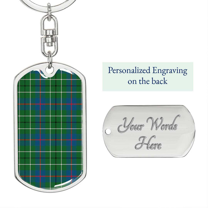 1sttheworld Jewelry - Duncan Ancient Tartan Dog Tag with Swivel Keychain A7