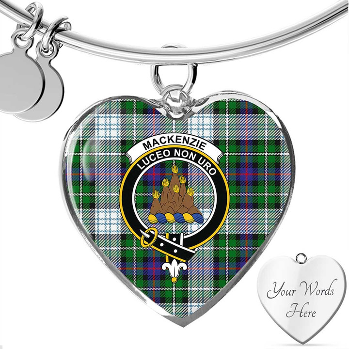 1sttheworld Jewelry - MacKenzie Dress Modern Clan Tartan Crest Heart Bangle A7 | 1sttheworld