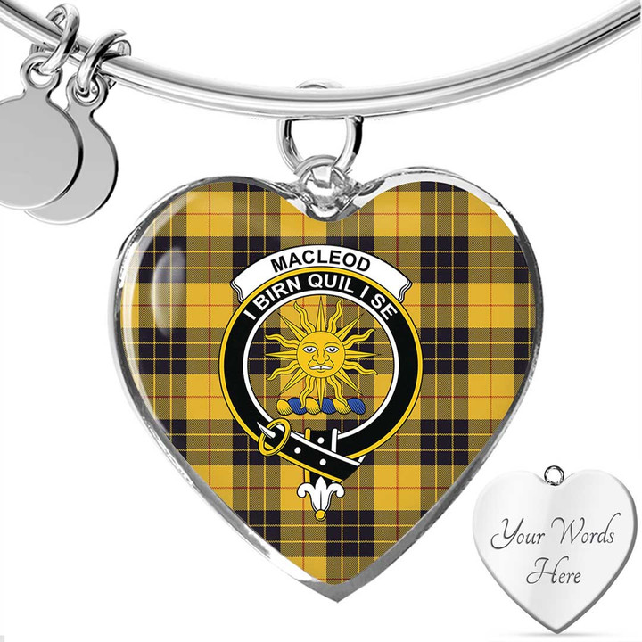 1sttheworld Jewelry - MacLeod of Lewis Ancient Clan Tartan Crest Heart Bangle A7 | 1sttheworld