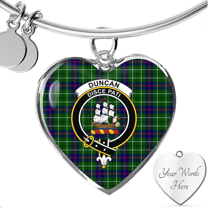 1sttheworld Jewelry - Duncan Modern Clan Tartan Crest Heart Bangle A7 | 1sttheworld