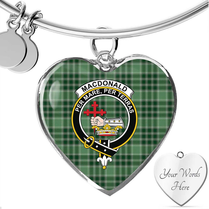 1sttheworld Jewelry - MacDonald Lord of the Isles Hunting Clan Tartan Crest Heart Bangle A7 | 1sttheworld