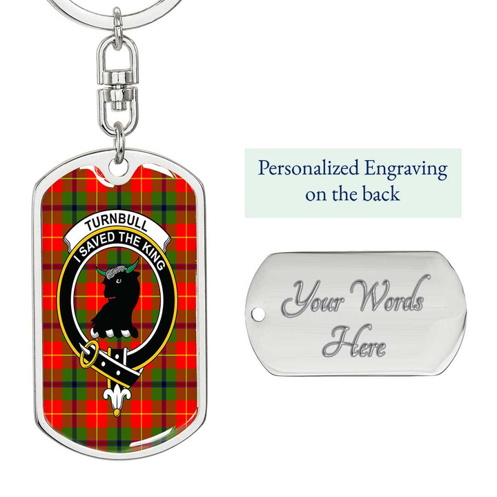 1sttheworld Jewelry - Turnbull Dress Clan Tartan Crest Dog Tag with Swivel Keychain A7 | 1sttheworld