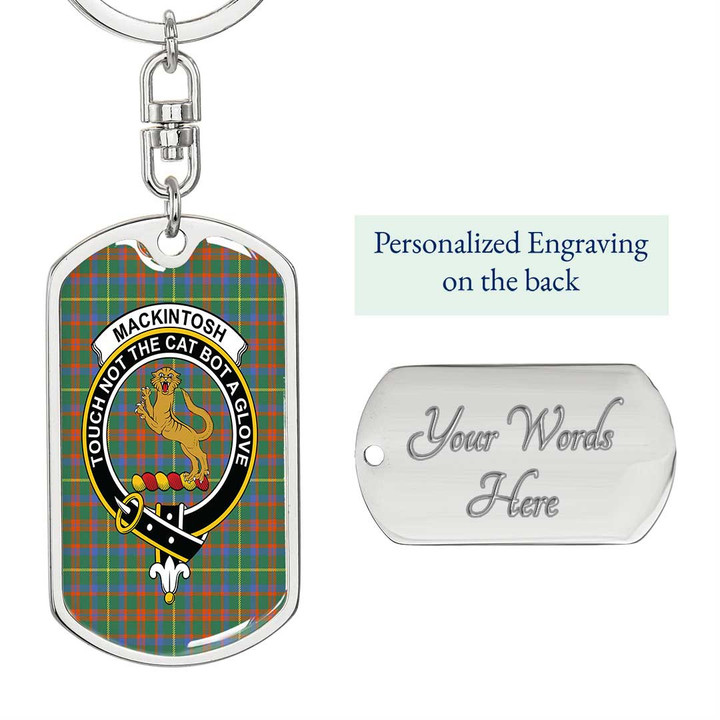 1sttheworld Jewelry - MacKintosh Hunting Ancient Clan Tartan Crest Dog Tag with Swivel Keychain A7 | 1sttheworld