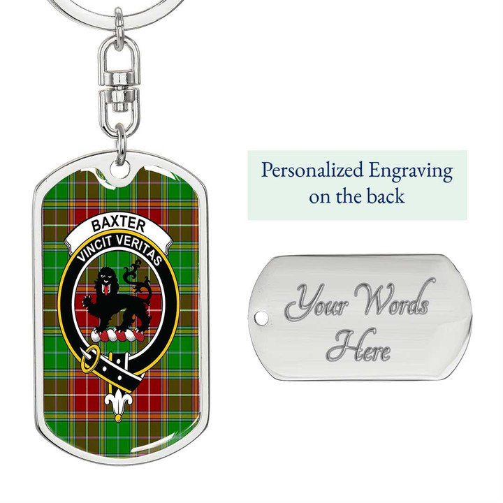 1sttheworld Jewelry - Baxter Modern Clan Tartan Crest Dog Tag with Swivel Keychain A7 | 1sttheworld
