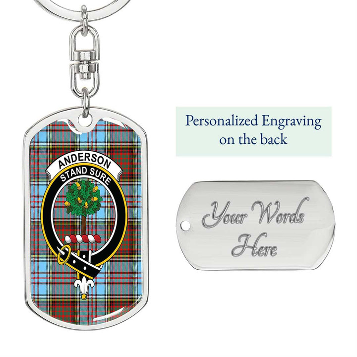 1sttheworld Jewelry - Anderson Ancient Clan Tartan Crest Dog Tag with Swivel Keychain A7 | 1sttheworld