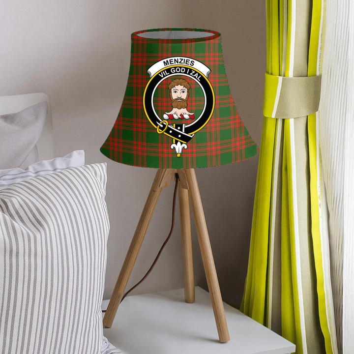 1sttheworld Lamp Shade - Menzies Green Modern Clan Tartan Crest Tartan Bell Lamp Shade A7 | 1sttheworld