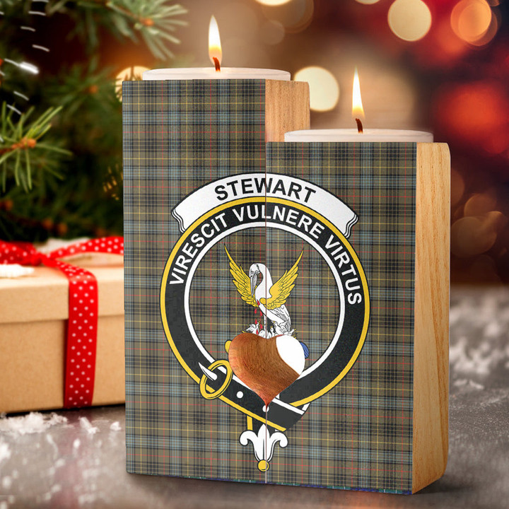 1sttheworld Candle Holder - Stewart Hunting Weathered Clan Tartan Crest Tartan Candle Holder A7 | 1sttheworld