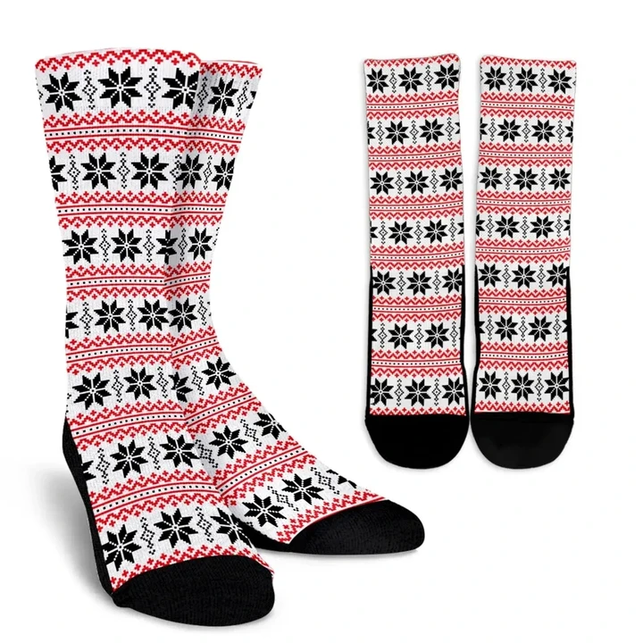 Swedish Christmas Crew Socks (Red/White/Black) K4
