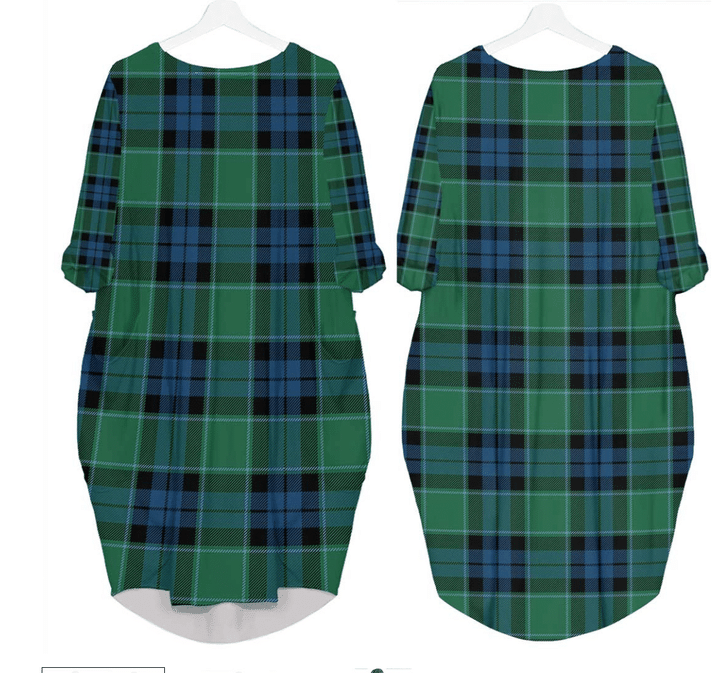 1stScotland Clothing - Graham of Menteith Ancient Tartan Batwing Pocket Dress A77