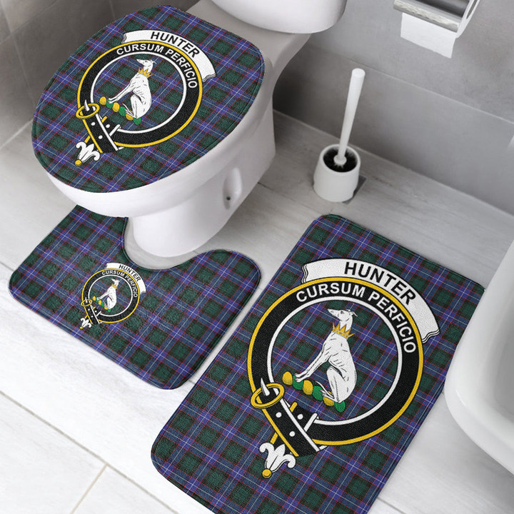 1sttheworld Home Set - Hunter Modern Clan Tartan Crest Tartan Bathroom Set A7 | 1sttheworld