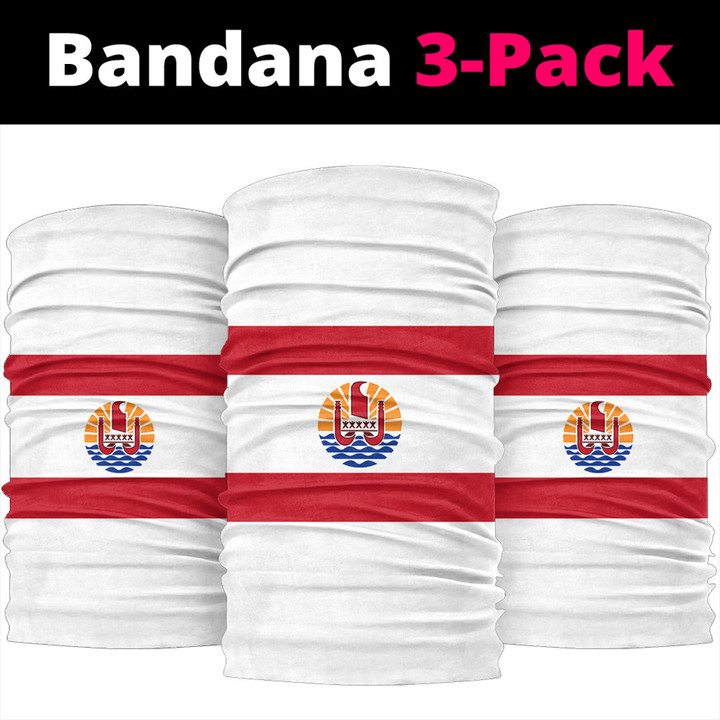 1sttheworld Bandana - Flag of Tahiti French Polynesia Bandana 3-Pack A7 | 1sttheworld