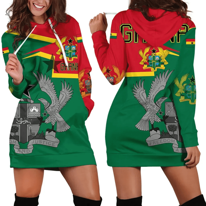 Ghana Coat Of Arms Hoodie Dress - New Style A27 | 1sttheworld.com
