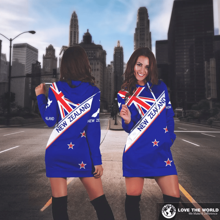 New Zealand Women Hoodie Dress New Zealander Flag H5 | 1sttheworld.com
