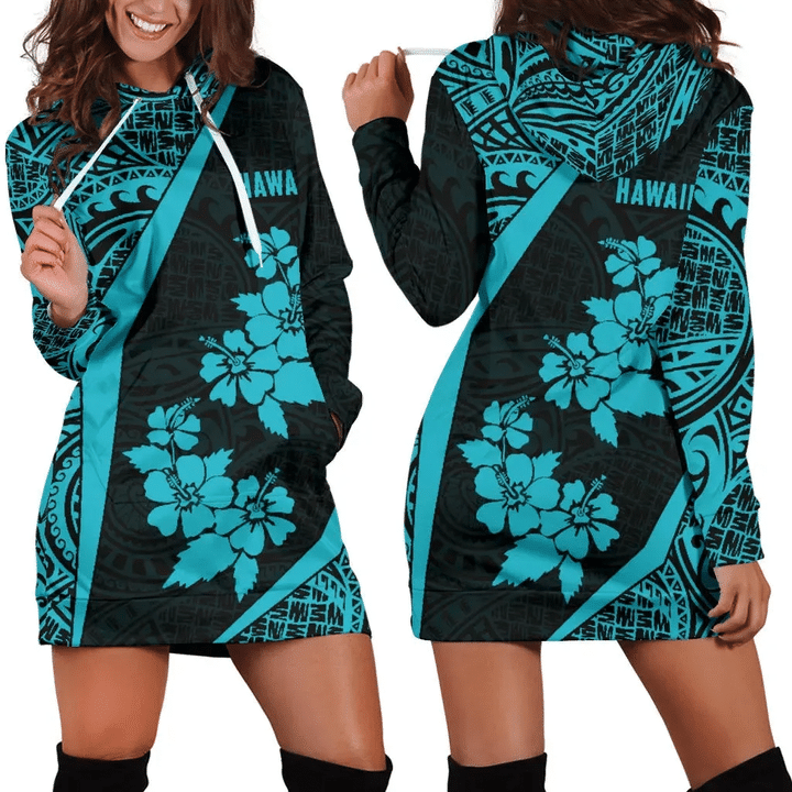 Hawaii Polynesian Women's Hoodie Dress Hibiscus Hex Th5 | 1sttheworld.com
