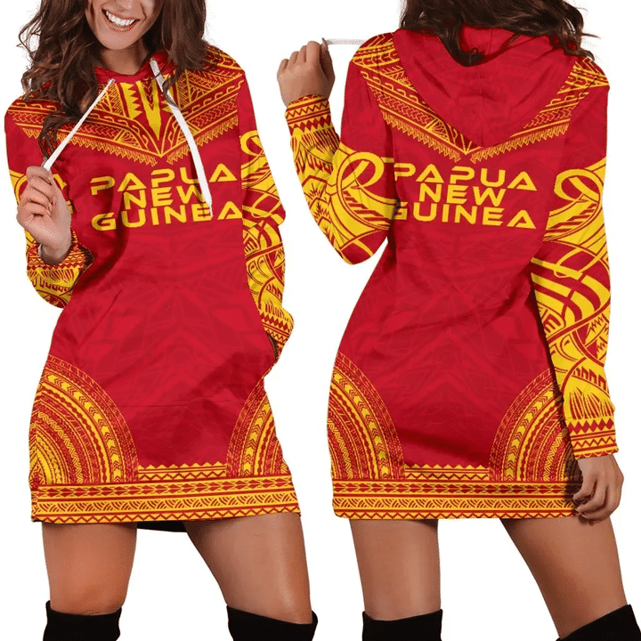 Papua New Guinea Women's Hoodie Dress - Polynesian Flag Chief - BN10 | 1sttheworld.com
