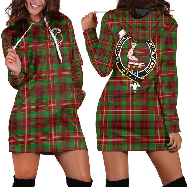 1sttheworld Hoodie Dress - Ainslie Clan Tartan Crest Hoodie Dress A7 | 1sttheworld.com
