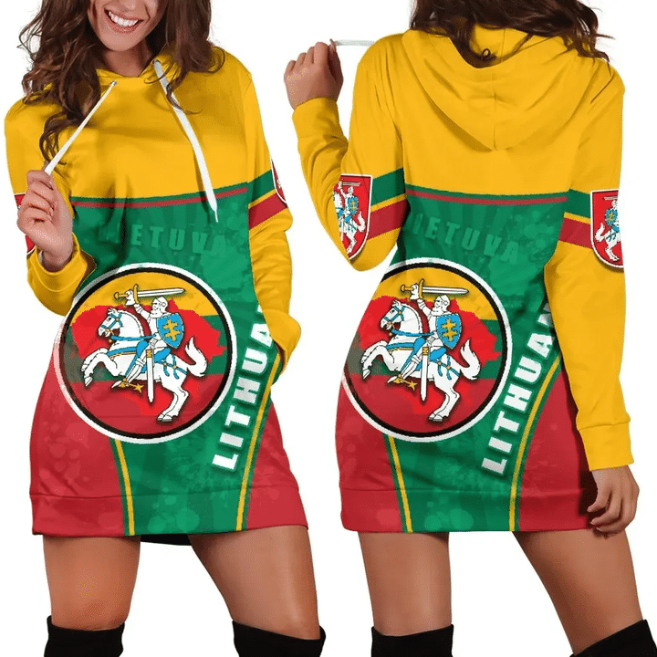 Lithuania - Lietuva Women Hoodie Dress Circle Stripes Flag Proud Version K13 | 1sttheworld.com
