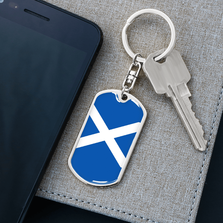 1sttheworld Dog Tag with Swivel Keychain - Flag of Scotland Dog Tag with Swivel Keychain A7 | 1sttheworld