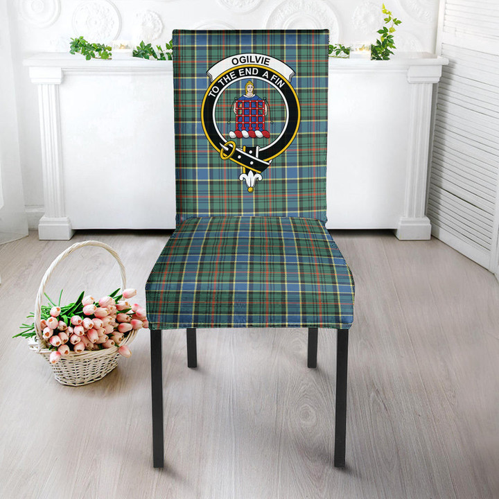 1sttheworld Dining Chair Slip Cover - Ogilvie Hunting Ancient Clan Tartan Dining Chair Slip Cover A7 | 1sttheworld
