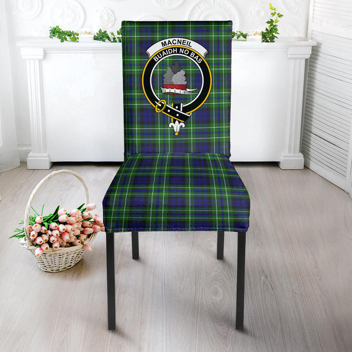 1sttheworld Dining Chair Slip Cover - MacNeil of Colonsay Modern Clan Tartan Dining Chair Slip Cover A7 | 1sttheworld