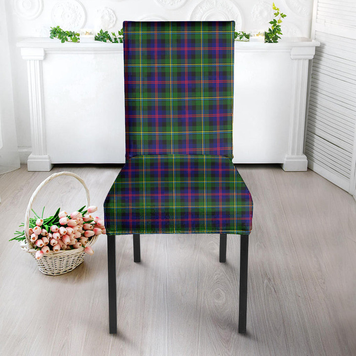 1sttheworld Dining Chair Slip Cover - Malcolm Modern Tartan Dining Chair Slip Cover A7 | 1sttheworld
