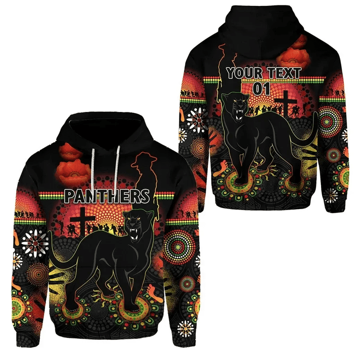 (Custom Personalised) Penri Hoodie Indigenous Pan ers Anzac Day Lest We Forget, Custom Text And Number