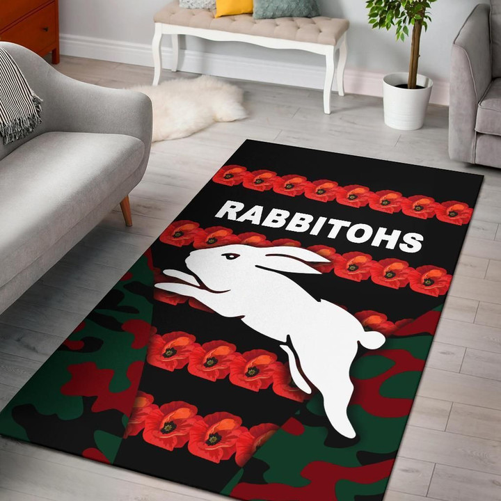 South Sydney Rabbitohs Area Rug Anzac Day Poppy Flower Vibes A
