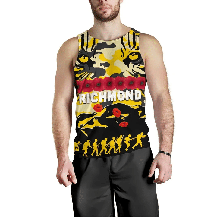 Richmond Tigers Men's Tank Top Anzac Day Country Style
