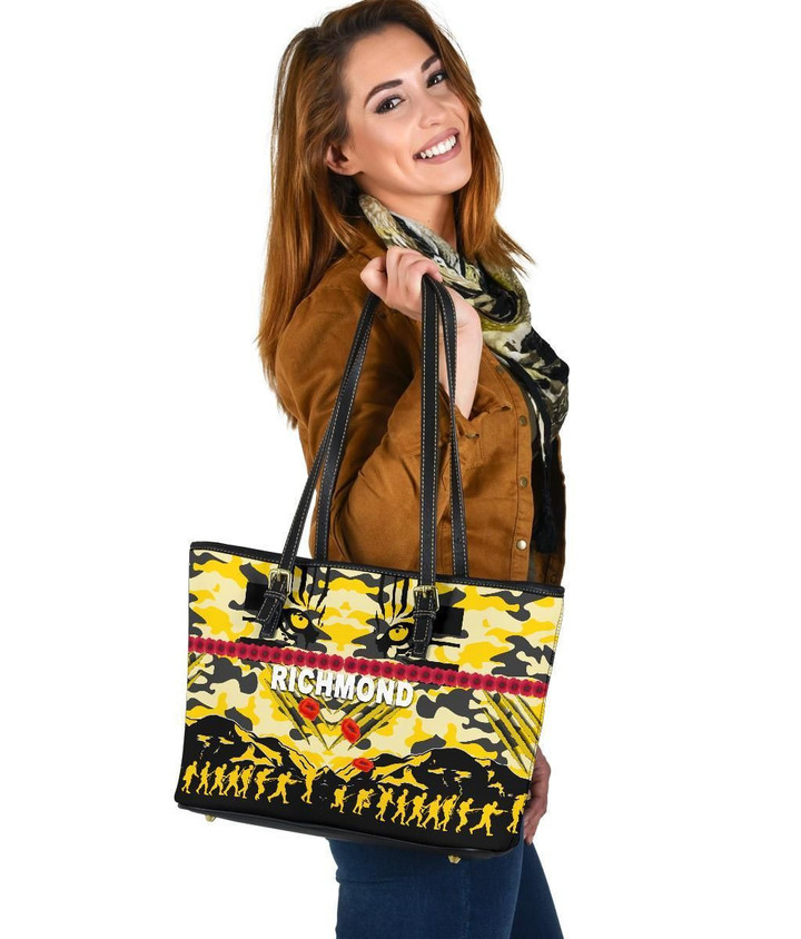Richmond Tigers Leather Tote Anzac Day Country Style