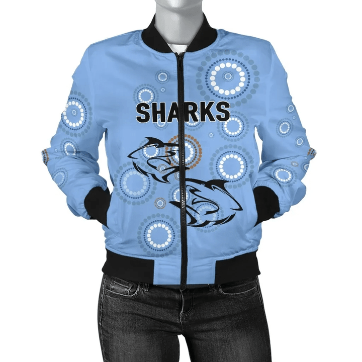 Cronulla-Sutherland Women's Bomber Jacket Sharks Anzac Day Unique Indigenous A7