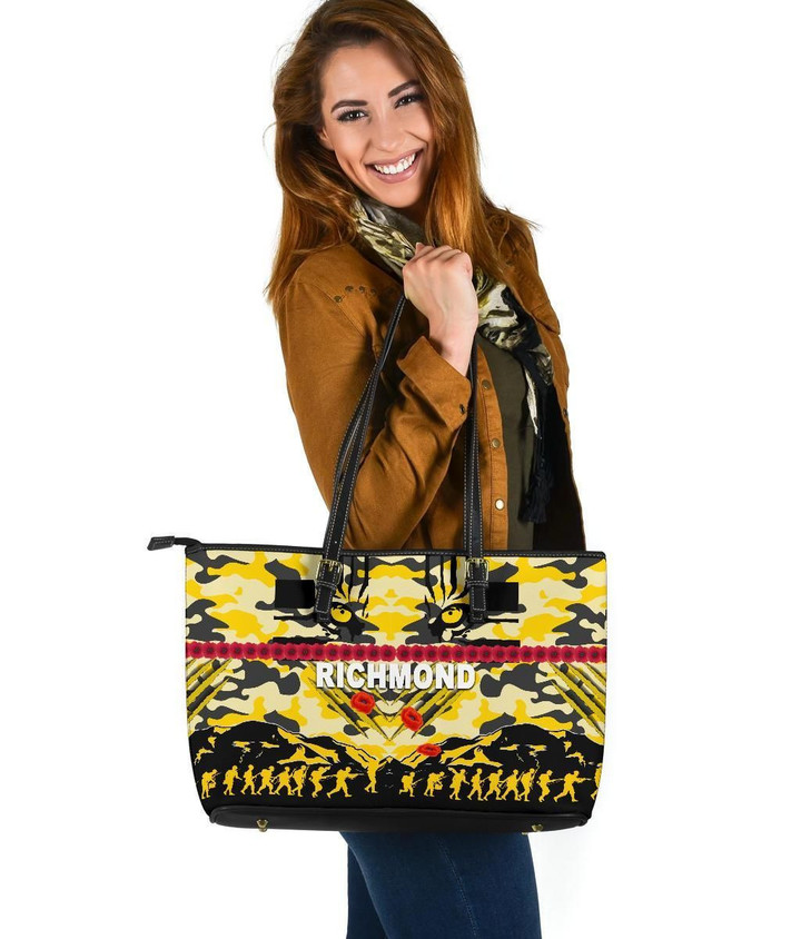 Richmond Tigers Leather Tote Anzac Day Country Style