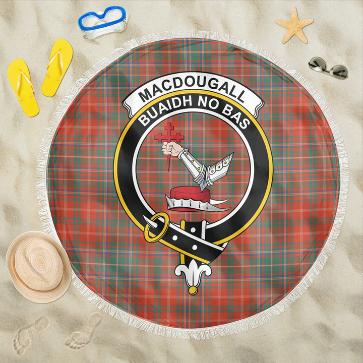 1sttheworld Blanket - MacDougall Ancient Clan Tartan Crest Tartan Beach Blanket A7 | 1sttheworld