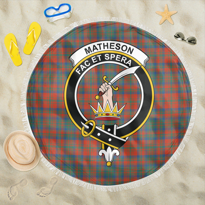 1sttheworld Blanket - Matheson Ancient Clan Tartan Crest Tartan Beach Blanket A7 | 1sttheworld