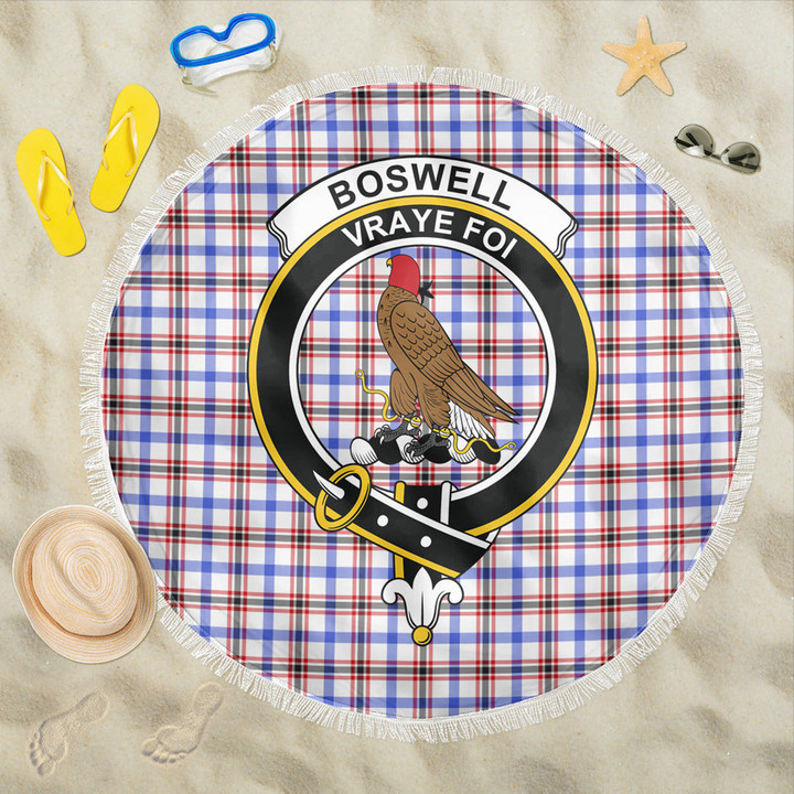 1sttheworld Blanket - Boswell Modern Clan Tartan Crest Tartan Beach Blanket A7 | 1sttheworld