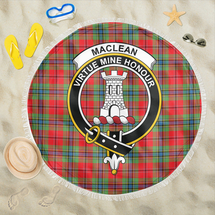 1sttheworld Blanket - MacLean of Duart Modern Clan Tartan Crest Tartan Beach Blanket A7 | 1sttheworld