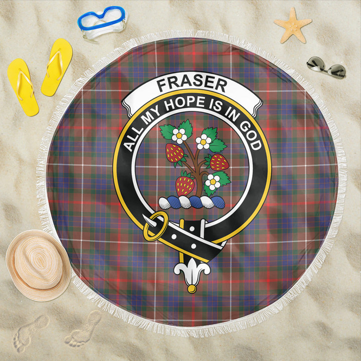 1sttheworld Blanket - Fraser Hunting Modern Clan Tartan Crest Tartan Beach Blanket A7 | 1sttheworld