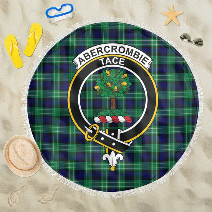 1sttheworld Blanket - Abercrombie Clan Tartan Crest Tartan Beach Blanket A7 | 1sttheworld