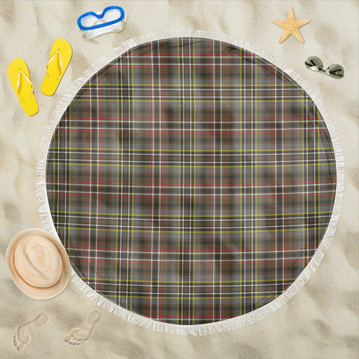 1sttheworld Blanket - SCOTT GREEN WEATHERED Tartan Beach Blanket A7 | 1sttheworld