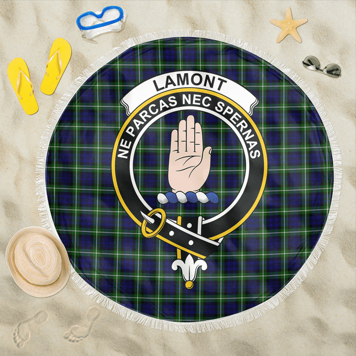 1sttheworld Blanket - Lamont Modern Clan Tartan Crest Tartan Beach Blanket A7 | 1sttheworld